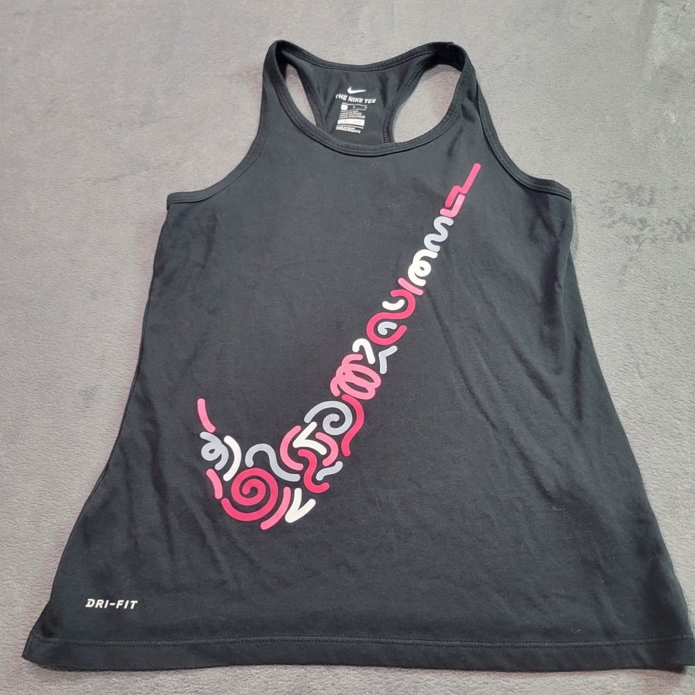 Nike Womens Dri-FIT Graphic Swoosh Racerback Tank Top Black Large 913192-010